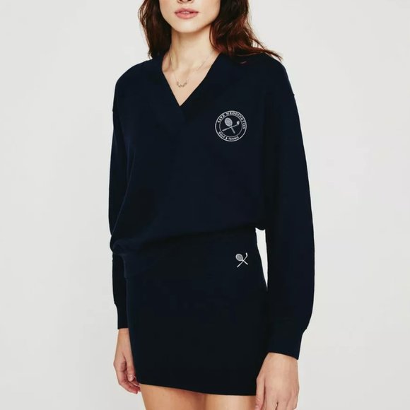 AG Adriano Goldschmied Weddington Vee Sweatshirt Navy Blue (Small) - Picture 8 of 11